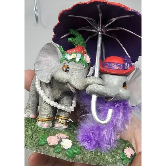 Hamilton True Friends Brighten Your Day Elephants Red Hat Umbrella Figure #0256A - Picture 7 of 8